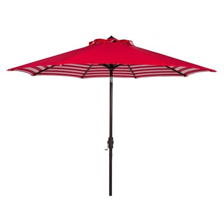 Safavieh 9 ft. Athens Inside Out Striped Crank Outdoor Auto Tilt Umbrella, Red PAT8007F